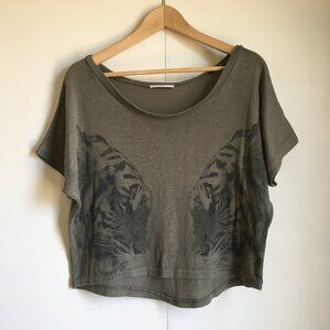 Ardene Y2K Tiger Graphic Cropped Knit Tee Top Grunge